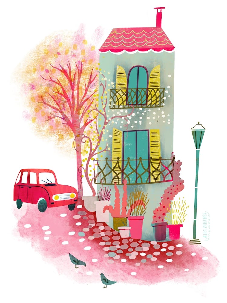 French Country House With Old Car