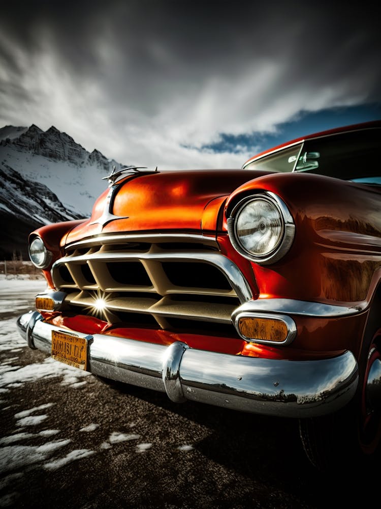 Classic Car In Winter