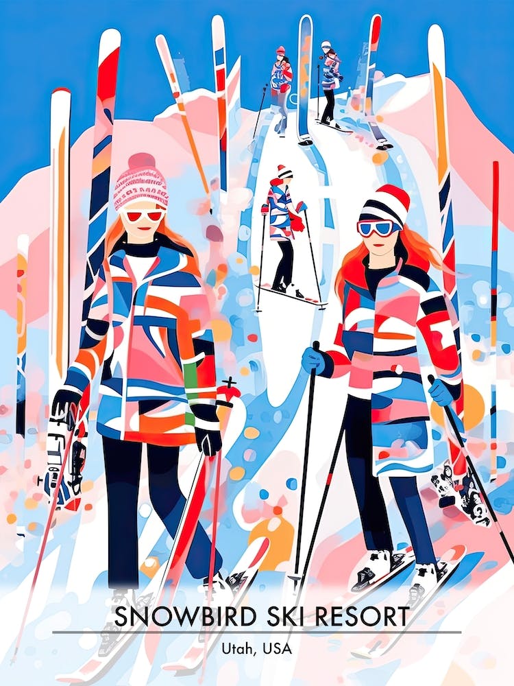 Snowbird Ski Resort   Utah Usa, Ski Resort Poster Illustration 2