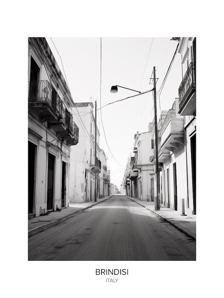 Poster Of Brindisi, Italy, Black And White Photo 1