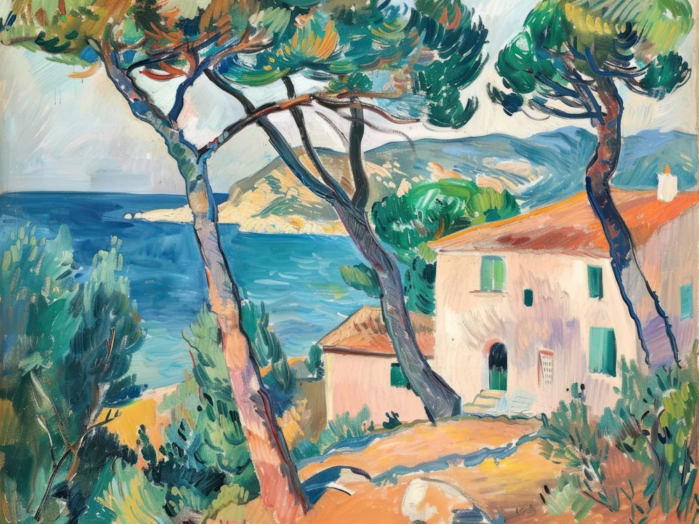 Water Village Vision Painting Inspired By Paul Cezanne