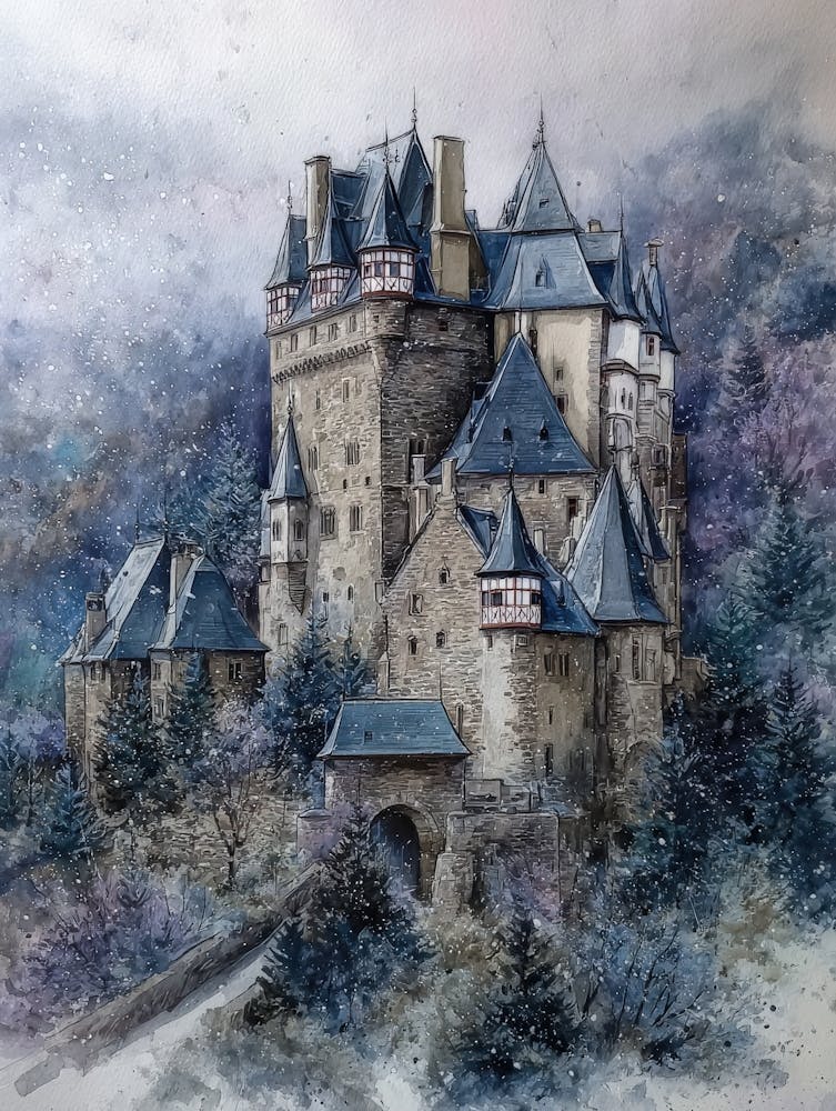 Aihrgdesign Isolated Watercolor Painting Of European Castles 10