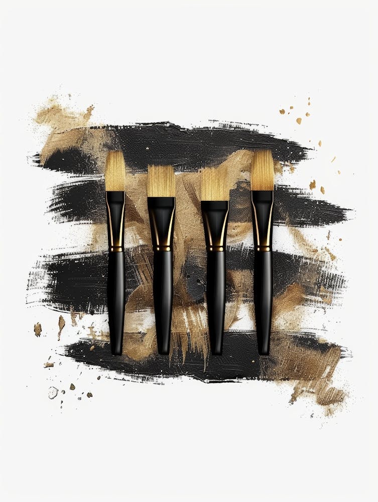 Brushes On A Black Background