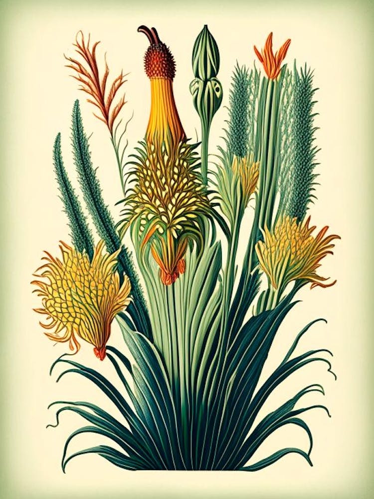 Kniphofia Floral 1 Botanical Vintage Poster Flower