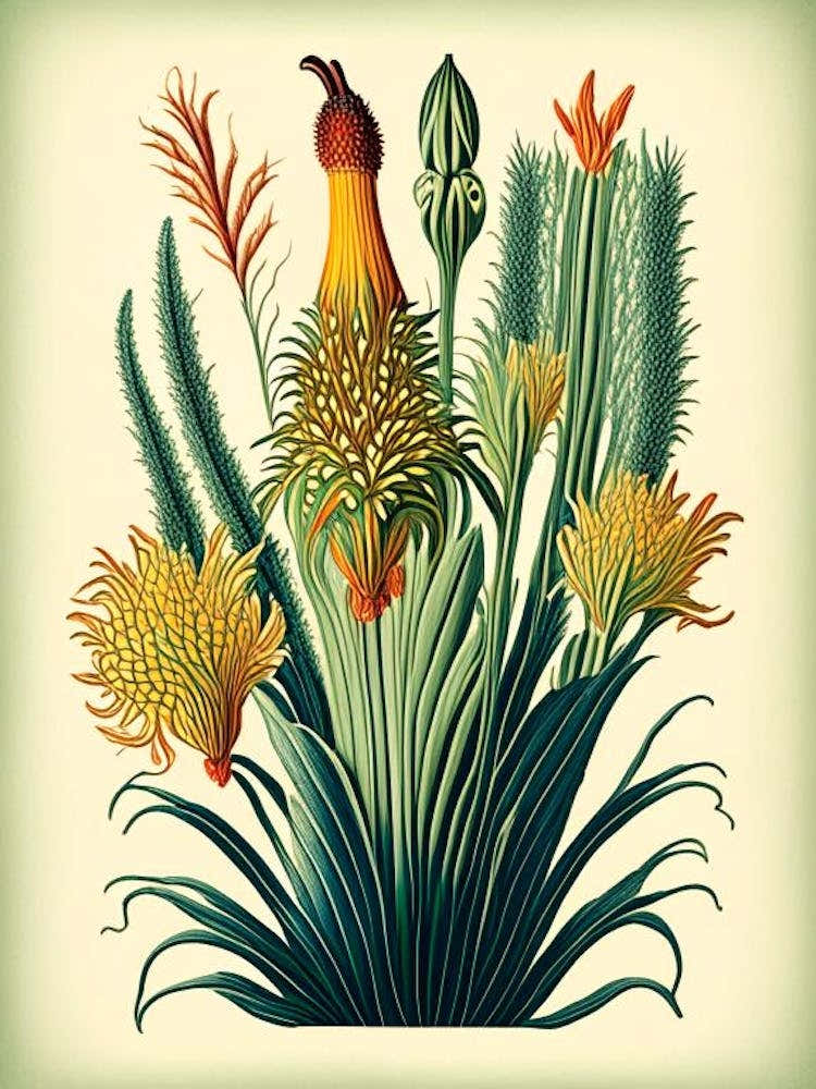 Kniphofia Floral 1 Botanical Vintage Poster Flower