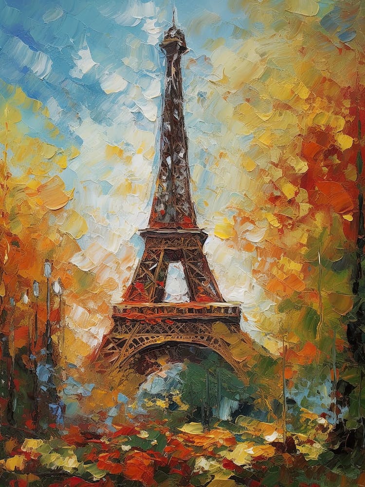 Eiffel Tower Paris France Vincent Van Gogh Style 13