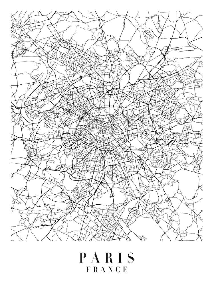 Paris France Street Map Minimal