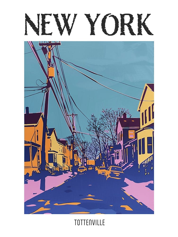 Tottenville New York Colourful Silkscreen Illustration 2 Poster