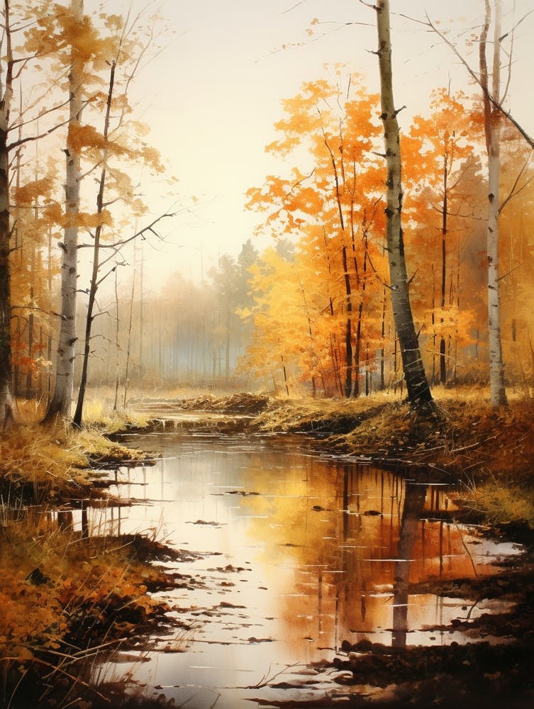 Autumn Forest Landscape Bialowieza Forest Poland 2