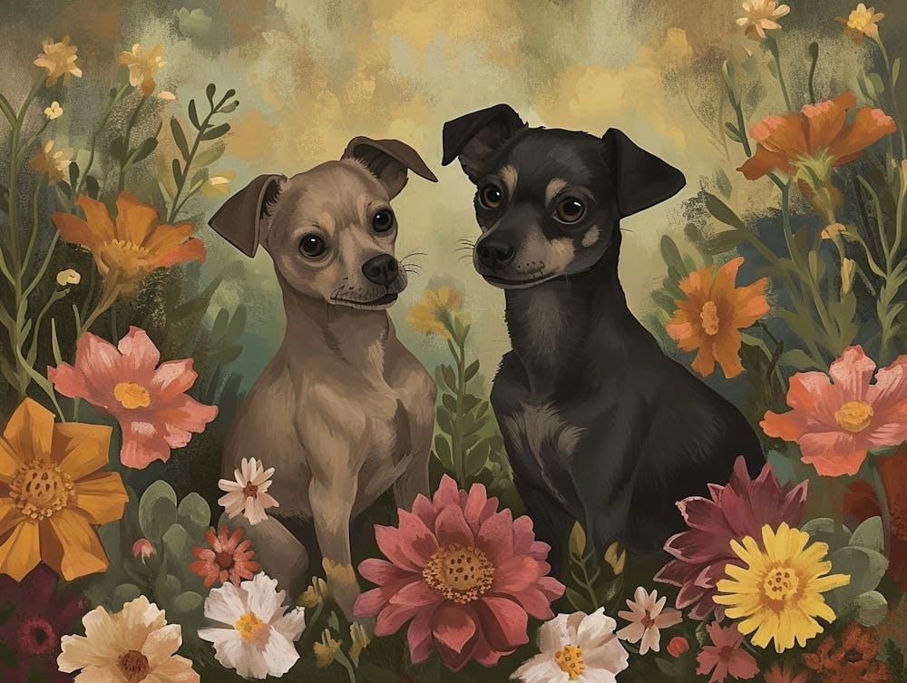 Floral Animal Illustration Dog 3