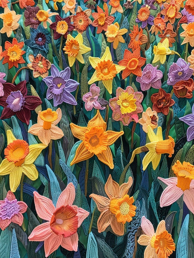 Daffodils Field Knitted In Crochet 6