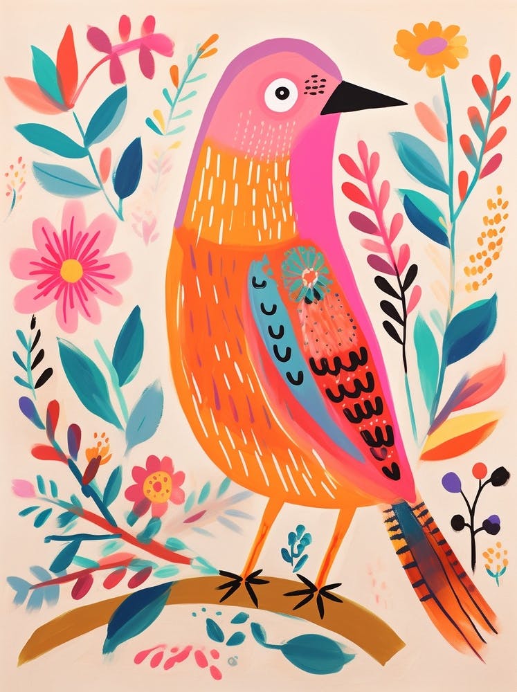 Pink Scandi Bird 3
