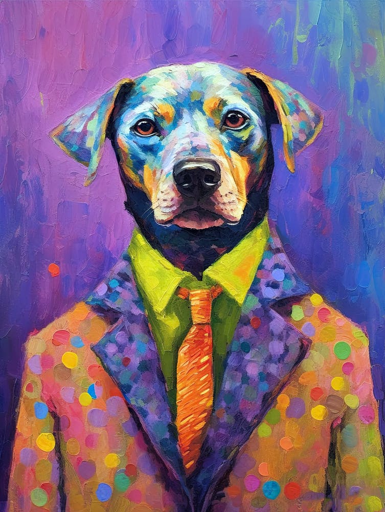 Furry Fashionista; Oil Brushed Dog Elegance