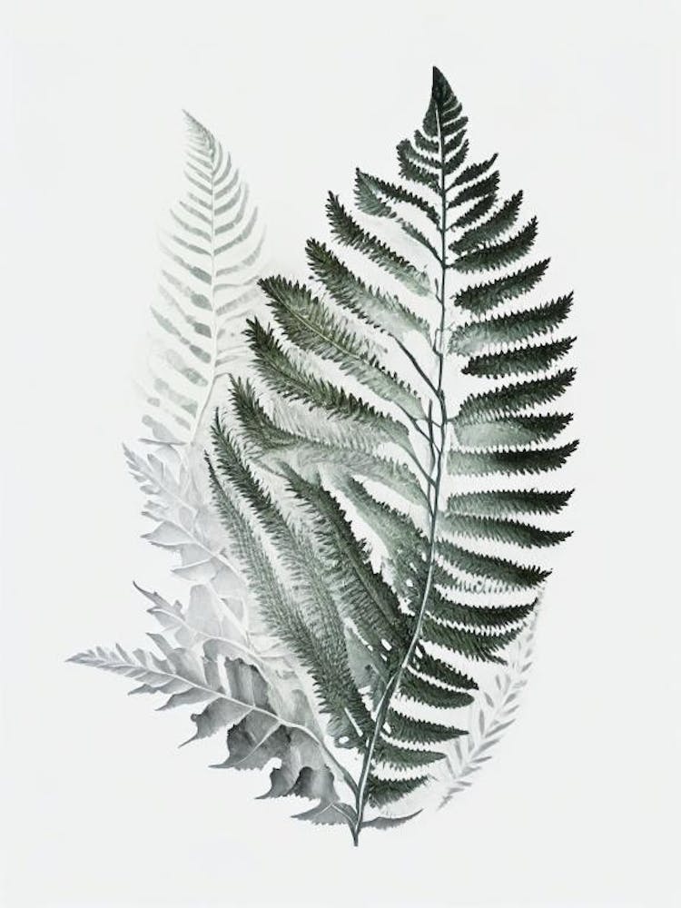 Silver Cloak Fern Watercolour