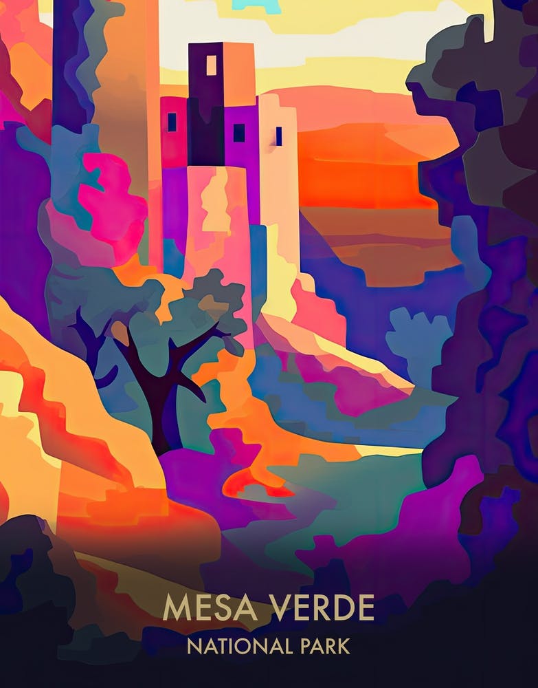 Mesa Verde National Park Travel Poster Matisse Style 3