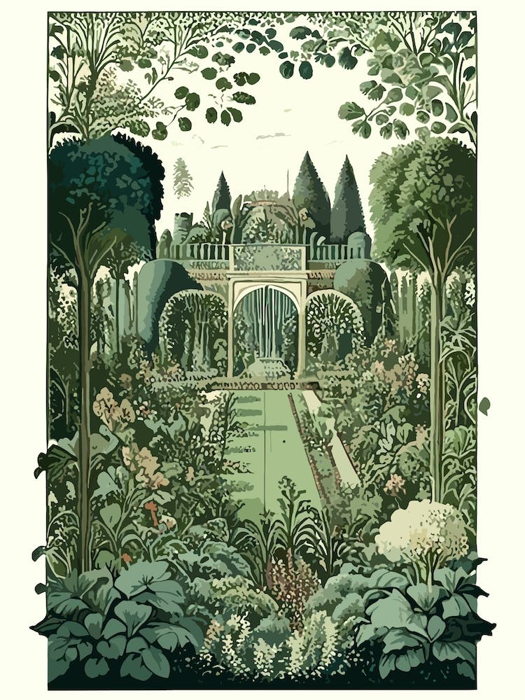 Versailles Gardens, France Vintage Botanical