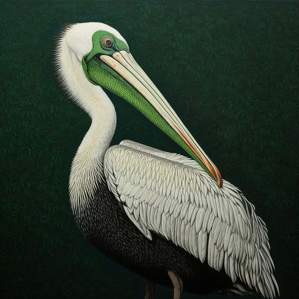 Ohara Koson Inspired Bird Painting Brown Pelican 1 Square