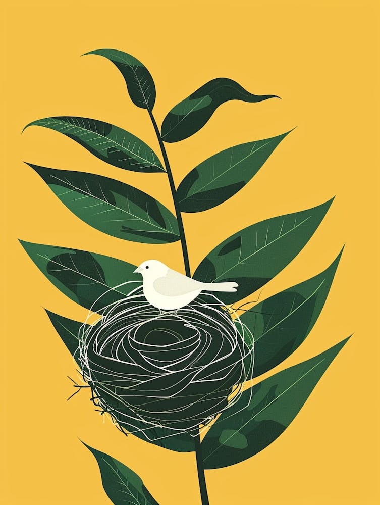Birds Nest Fern Plant Minimalist Illustration 6