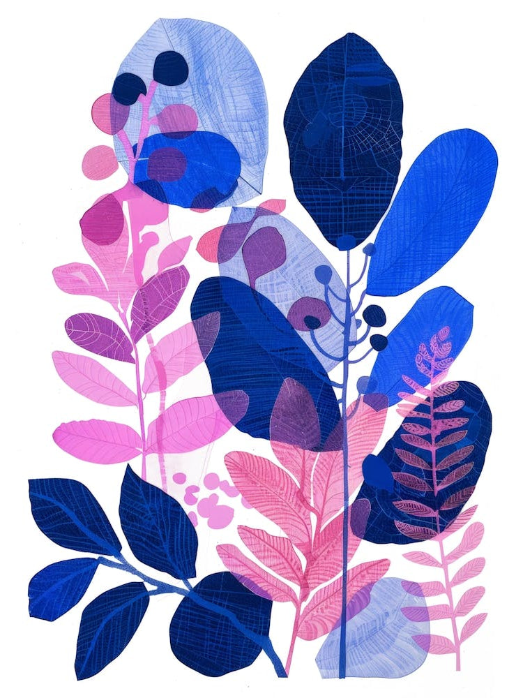 Blue And Pink Leaves 3