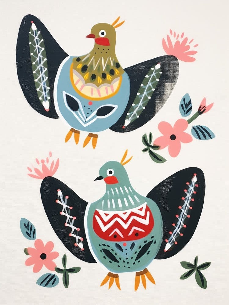 Folk Style Bird Painting Grouse 2