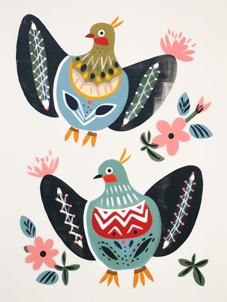 Folk Style Bird Painting Grouse 2