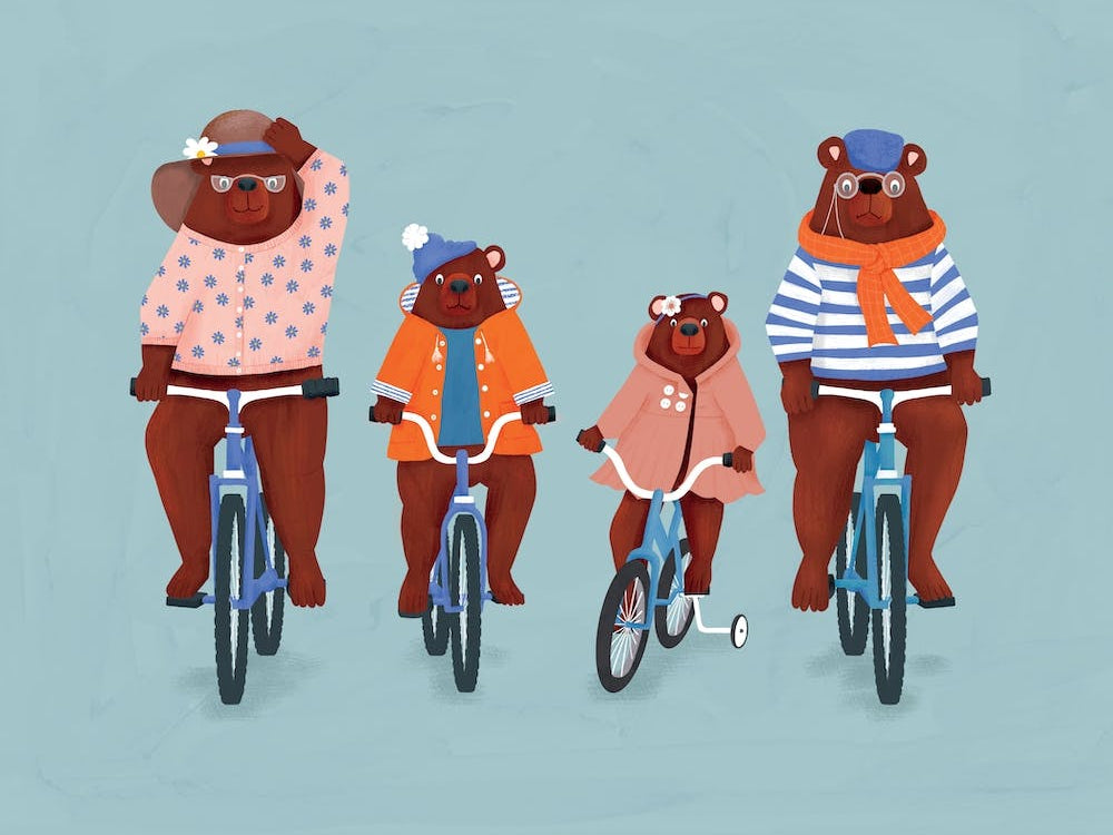 Bears Cycling Animal Families