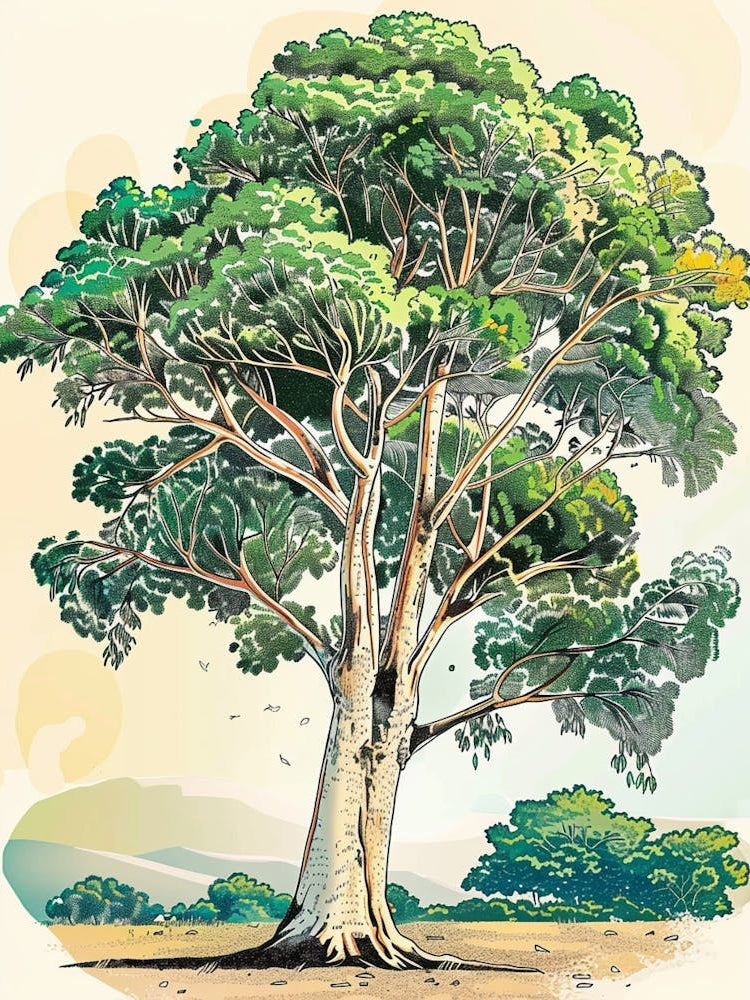 Eucalyptus Tree Storybook Illustration 2