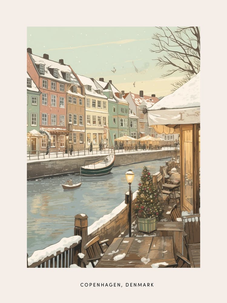 Vintage Winter Poster Copenhagen Denmark 2
