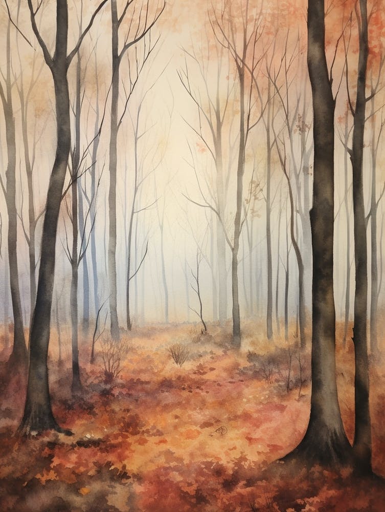 Autumn Forest Landscape Hallerbos Belgium