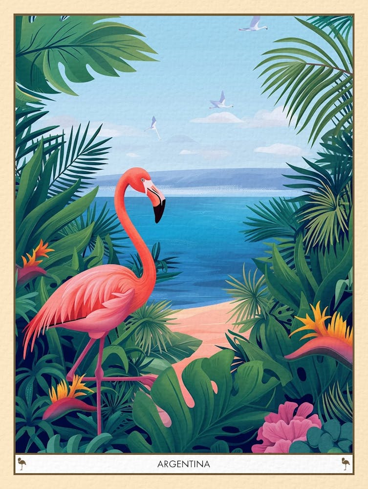 Greater Flamingo Argentina Tropical Illustration 6 Poster