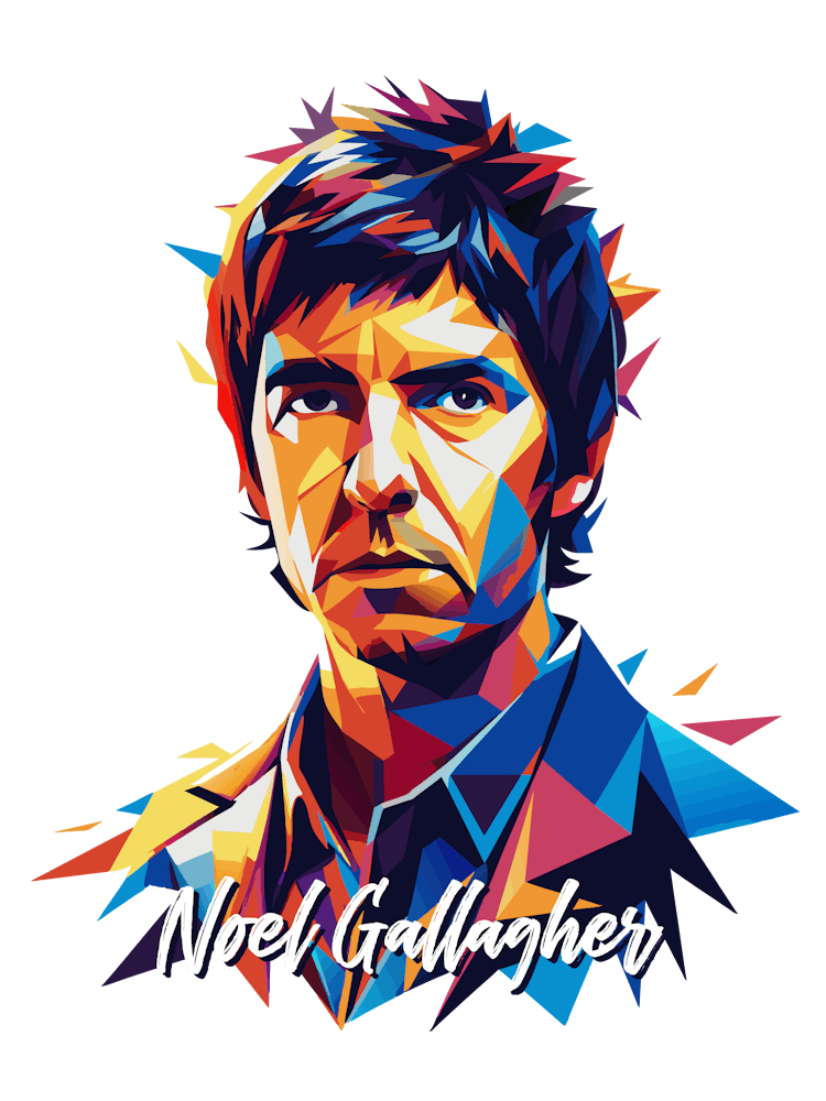 Oasis Noel Gallagher 02 Porträt Musik-Ikone Stil WPAP Pop Art
