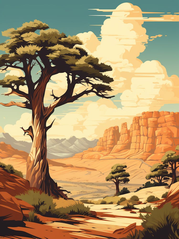  Retro Illustration Of A Joshua Trees In Mountains 4