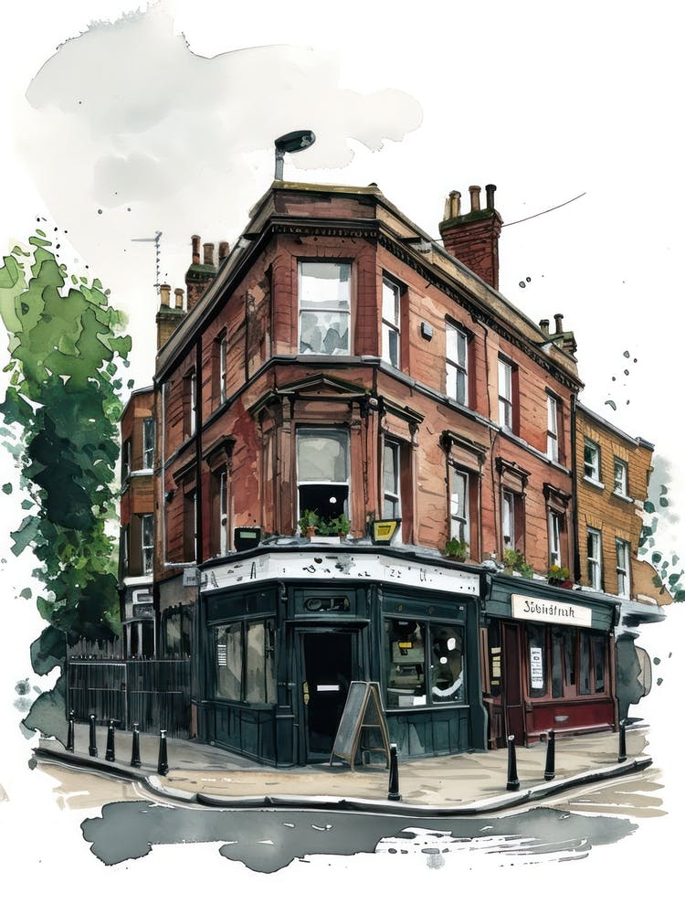 Sutton London Borough   Street Watercolour 4