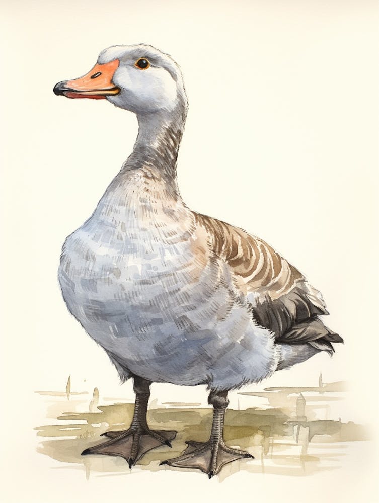 Storybook Animal Watercolour Goose 2