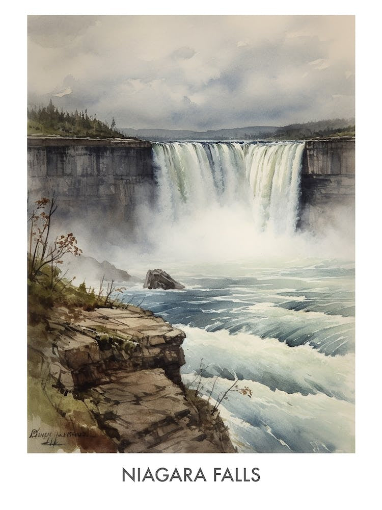 Niagara Falls Watercolor 2travel Poster