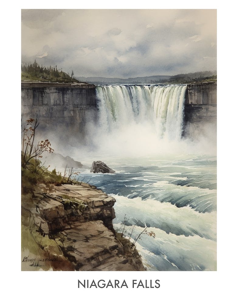 Niagara Falls Watercolor 2travel Poster
