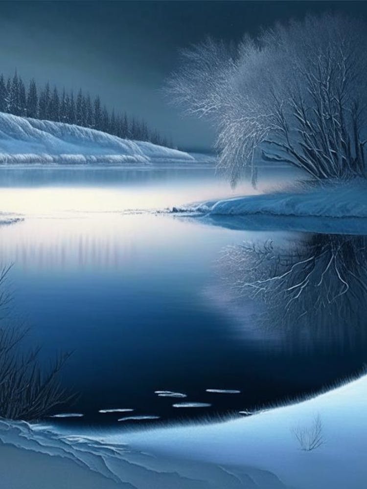 Frozen Lake Waterscape Crayon 2