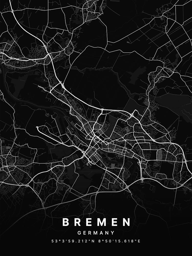 Bremen Germany Black Map