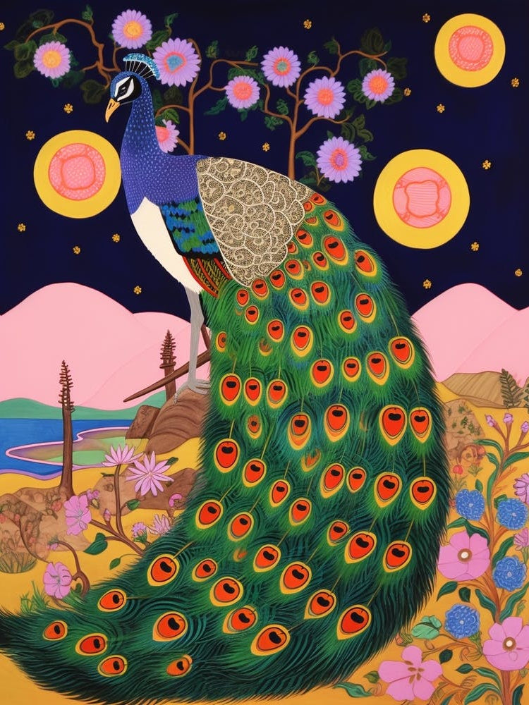 Maximalist Animal Painting Peacock 1