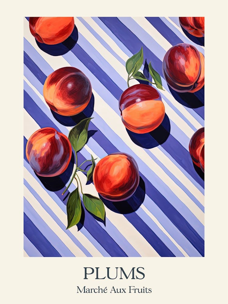 Marche Aux Fruits Pflaumen Frucht Sommerillustration 1