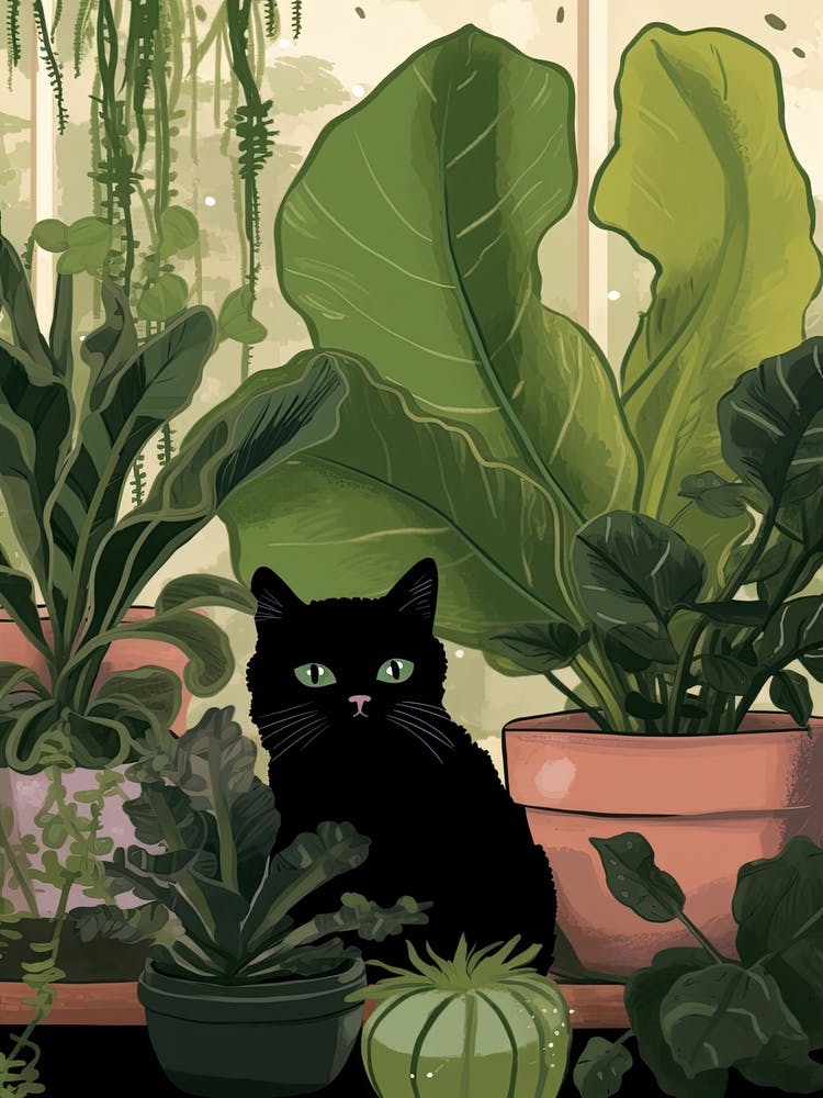 Black Cat And House Plants 8