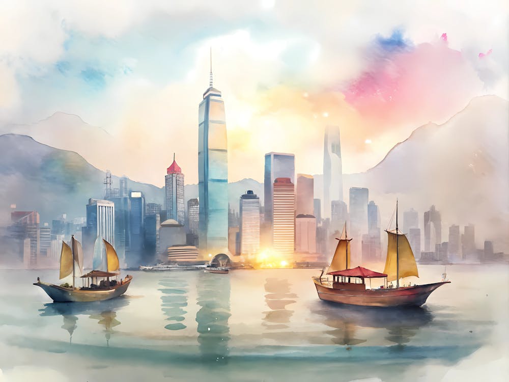 Hong Kong China A Vintage Illustration 1