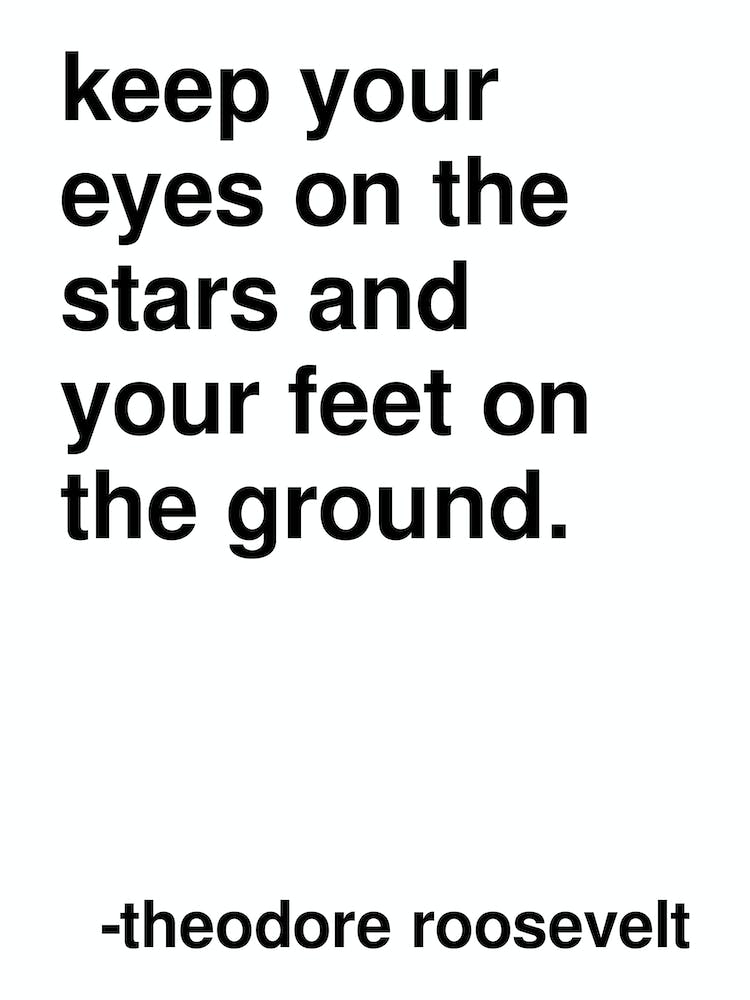 Keep Your Eyes On The Stars Roosevelt Quote In White