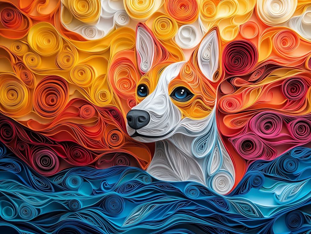 Basenji Paper Quilling Portrait II
