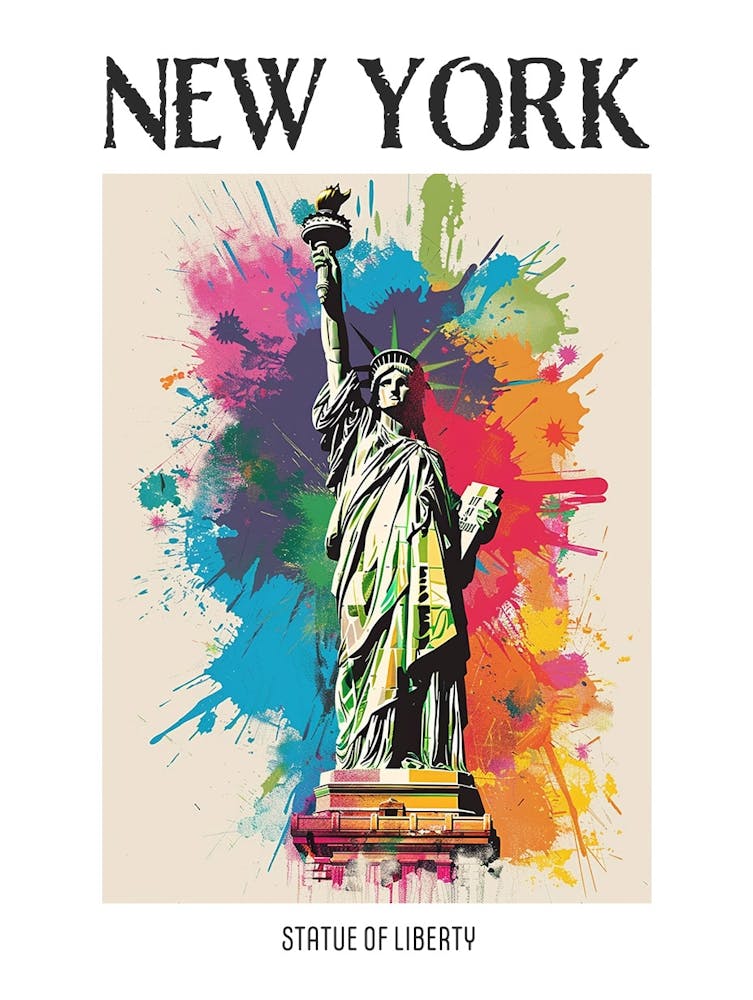 Statue Of Liberty New York Colourful Silkscreen Illustration 3 Poster
