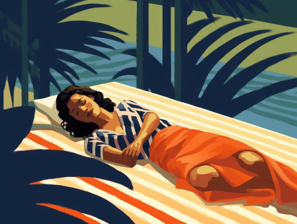 Woman Sleeping On A Beach