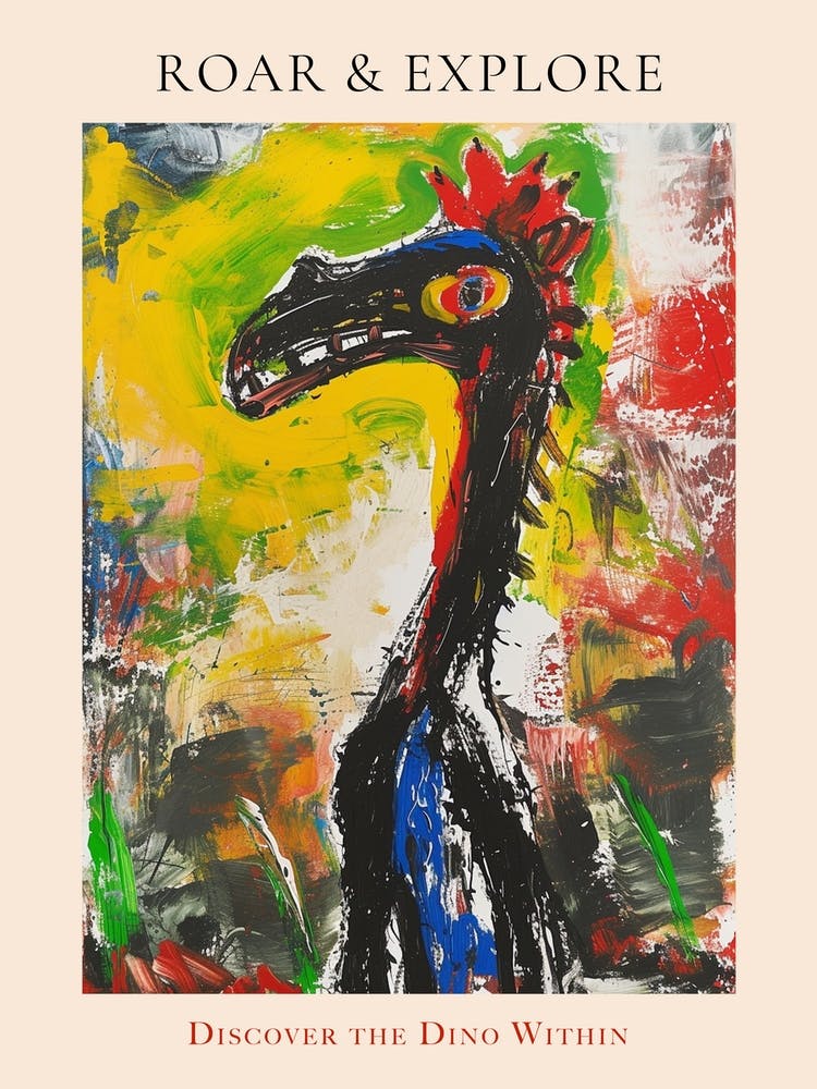 Wild Cartoon Brushstroke Dinosaur 1 Poster