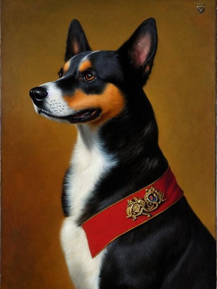 Australian Cattle Dog Renaissance Portrait Oil Painting