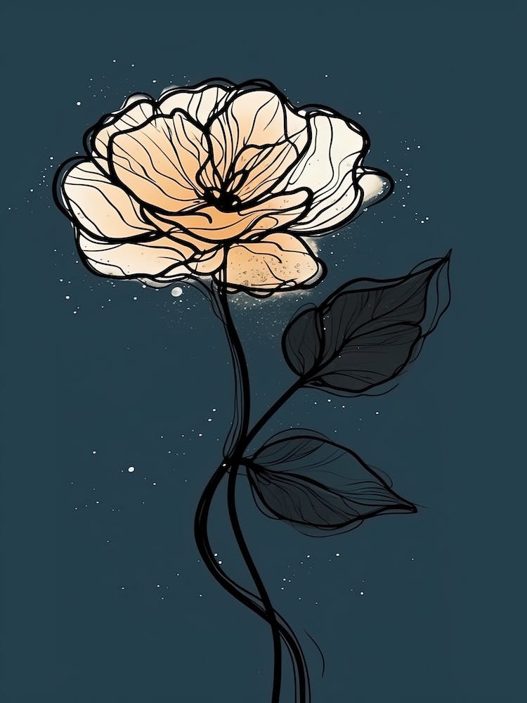 Line Art Marigold Flowers Illustration Neutral 9