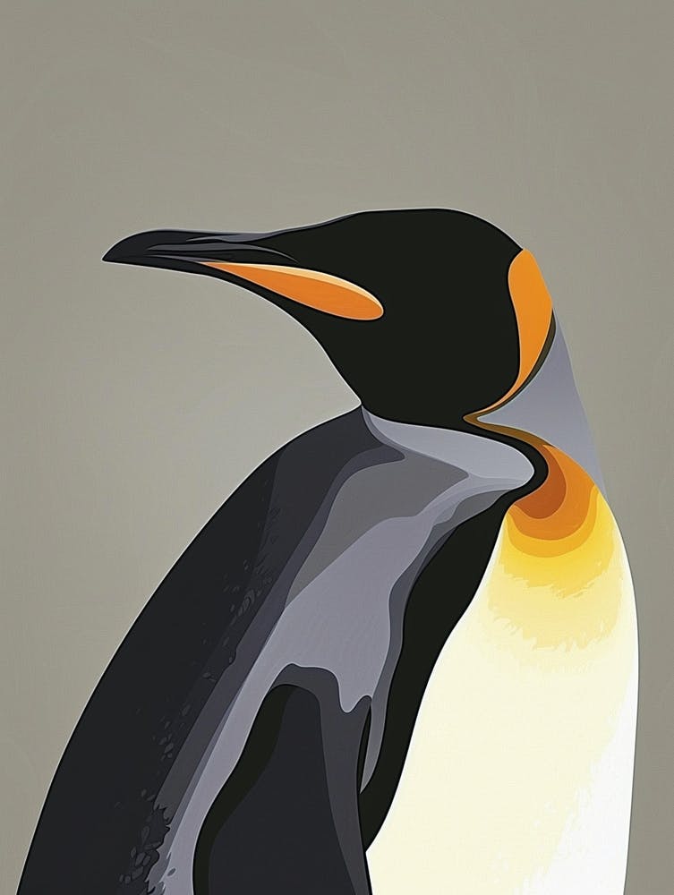 King Penguin Petermann Island Minimalist Illustration 1